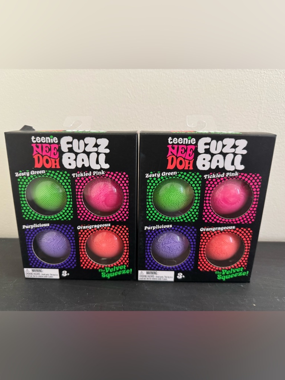 Teenie Needoh Fuzz Ball Squish Toy Hot And HTF! NIB, Set Of 4
